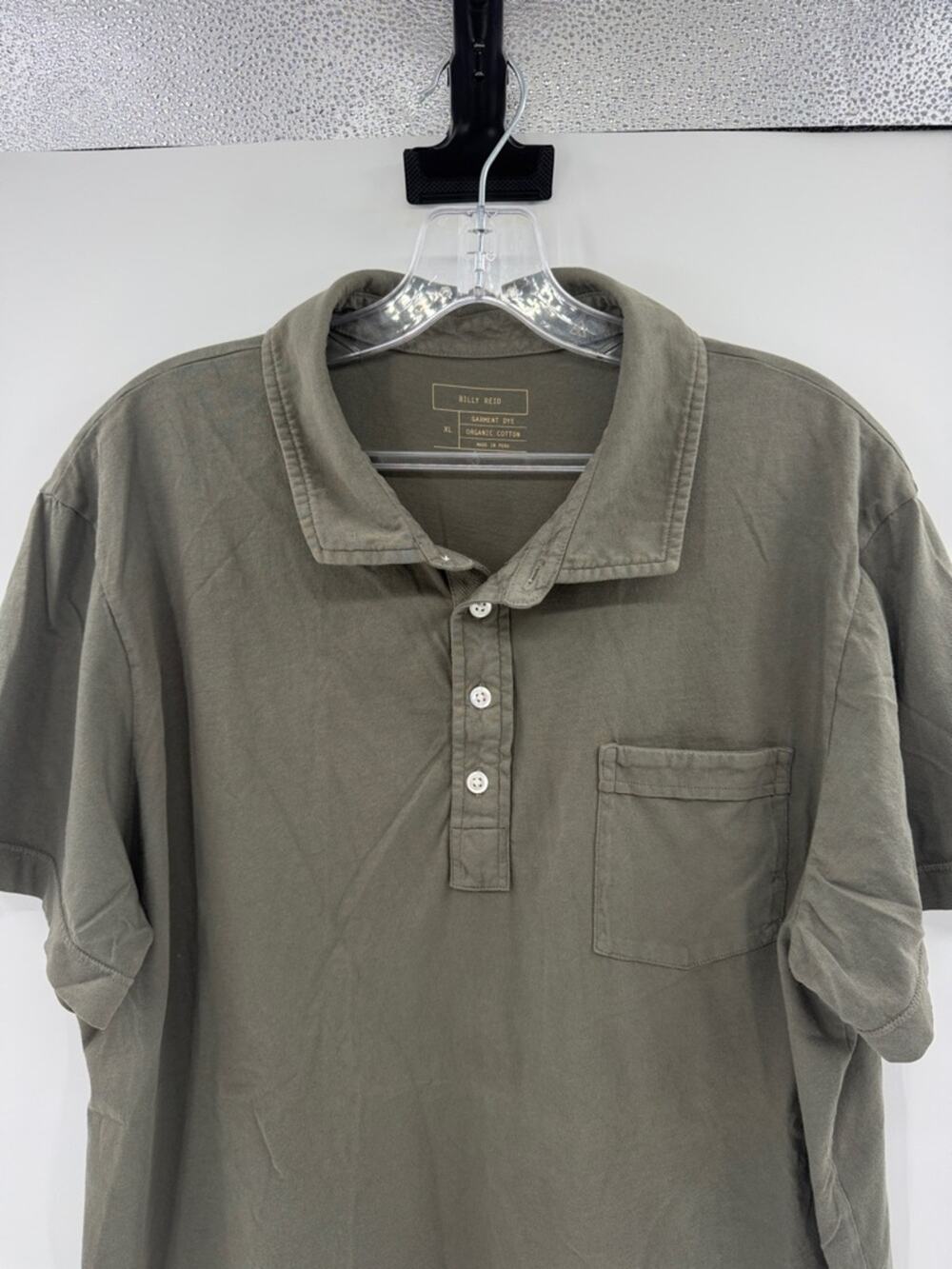 Billy Reid Men's Short Sleeve Organic Cotton Polo Shirt - Muted Green - XL